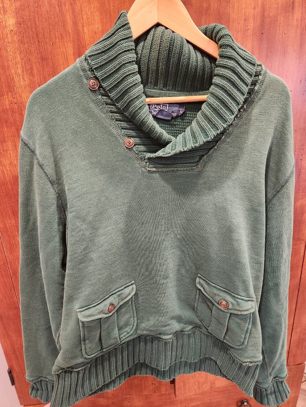 Vintage Polo By Ralph Lauren Knit Shawl-Collar Men's Sweater Preppy Old Money